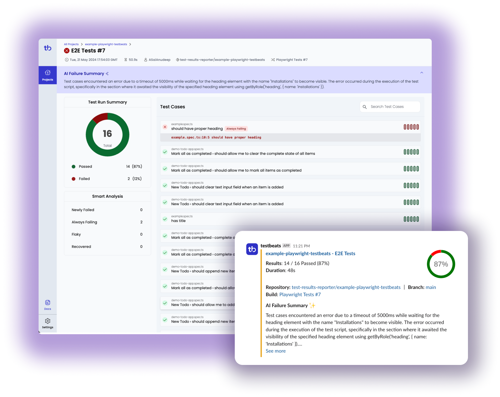 Unified Test Reporting | TestBeats - AI-Powered Test Analysis Platform